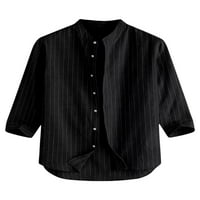 Avamo Men Тениска с тениски върхове райета летни ризи редовно прилепване на тениска ежедневна офис блуза черна xl