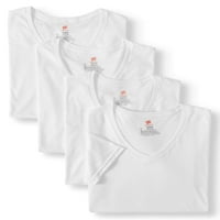 Мъжки комфорт приляга бяла тениска с V-образно деколте, опаковка