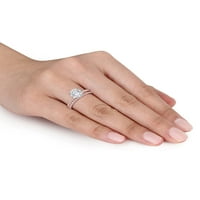 3-Каратов Т. Г. в. бял сапфир 10-каратов годежен пръстен от розово злато
