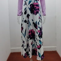 Gyouwnll maxi рокли за жени стил флорален печат съвпадаща рокля с късо ръкав дълъг пола жени омагьос