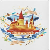 Светът на Wizarding: Хари Потър - плакат за стена на замъка Хогвартс с бутални щифтове, 22.375 34