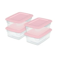 Стерилизиран галон пластмасова кутия за съхранение, розово и ясно, Брой