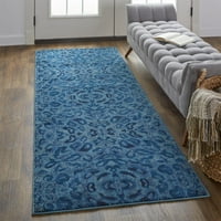 Мира декоративен дизайн килим, дълбоко синьо мастило, 2 фута - 10 инча 7 фута-10 инча, бегач