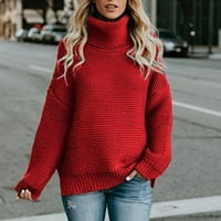 Vivianyo hd пуловери за жени клирънс плюс размер женски небрежен твърд цвят ежедневна дебела линия дълъг ръкав флаш флаш избира червено
