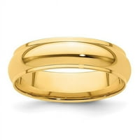 14k жълто злато половин кръг с ръб сватбена лента размер 10. HRE060