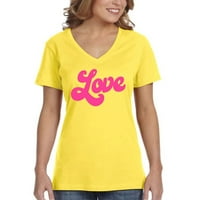 Xtrafly Apparel Women's Love Valentine Day Heart Anniversary тениска с V-образно деколте