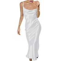 Бургундска рокля за жени с дълъг ръкав туника рокли женски суспендер сатенен рокля солиден цвят темперамент тънък рибена пола