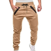 Аутмобилни джоги за мъже със средна талия спортни теглене с джобове с цип панталони за мъже товарни панталони