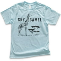 Kids Sky Camel Rish, младежка детска тениска момиче, забавна риза на жираф, сафари риза, светлосиня, малка, малка