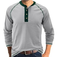 Мъже риза с дълъг ръкав разхлабена пуловер бутон с дълъг ръкав дъно риза кръгла шия мъжки тениска сива размер m