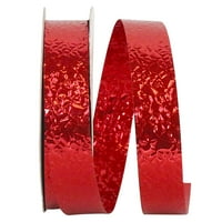 Хартиена Коледна червена пластмасова напукана Ледена панделка, 25д 0.62 инча, 1 пакет
