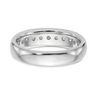 Солидна 14K бяло злато 11-каменна диамантена канал сватбен пръстен с CZ Cubic Zirconia размер 5.5