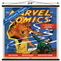 Marvel Comics - Първият плакат на Marvel Comics # Wall с дървена магнитна рамка, 22.375 34