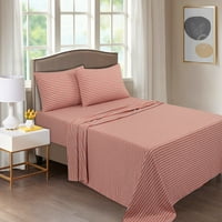 Комплект за легло за възрастни в Джърси, двойно двойно, памучен бленд, оранжеви Райета
