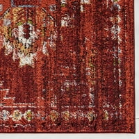 Килими Америка Брадфорд KH40C Изгоряла червена племенна мароканска ръжда Килим, 8'x10 '