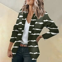 Пуловери за женско яке за женско яке с дълъг ръкав жилетка с един бутон Бизнес и свободното време топ зелено 5xl