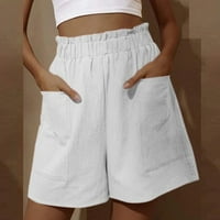 Жени модни твърди памучни бельо еластични покети къси панталони ежедневни панталони с широки крака горещи 6sl4876218