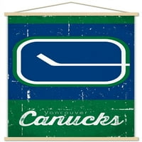 Ванкувър Канъкс-ретро лого плакат за стена с дървена магнитна рамка, 22.375 34