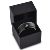 Tungsten Yin-Yang Band Ring Men Women Comfort Fit Black Step Bevel Edge Четка полиран размер 4.5