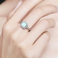 14k златен платен ореол пръстен Ringstone Fashion Ring Кръгли бижута Опал ръка бяла бижута пръстен Опал пръстени стерлинги сребърен