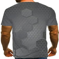 Haite Mens Crew Neck Short Lease Thiss Небрежно 3D цифров печат тениска Работа на мускули Геометрична блуза