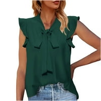 Feternal Fashion Fashion Frock's Loose Comfound Short Leade V-Neck Solid Thrist Summer Tops for Women Trendy