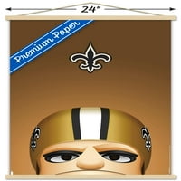 New Orleans Saints - S. Preston Mascot Sir Saint Wall Плакат с дървена магнитна рамка, 22.375 34
