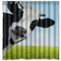 HelloDecor мляко крава пасище поляна тревна зона душ завеса полиестер тъкан баня декоративна завеса размер
