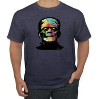 Wild Bobby, цветни Technicolor Rainbow Frankenstein Face, поп култура, мъже графични тройници, дървени въглища, 3XL