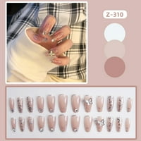 Прозрачни фалшиви нокти лъскави 3D пеперуди фалшиви нокти за жени и момичета лепило