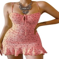 Плюс размер жените отпечатани мини рокли Boho Beach Summer Holiday Sleeveless Sundress