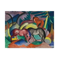 Изобразително изкуство 'три коня', платно изкуство от Франц Марк