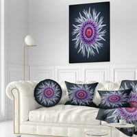 Дизайнарт Лилаво абстрактно 3д цвете на Черно-Цветя хвърлят възглавница-12х20