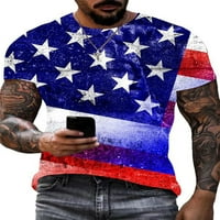 Тениски за тениски за денонощието на предните разходи за кратък ръкав с къс ръкав спорт патриотична блуза американски флаг основен тий стил-c xl