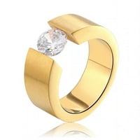 Сватбена лента пръстен широк златен неръждаема стомана CZ жени мъже джинджифил лине колекция