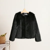 Absuyy Winter Coats for Women- Fau Fur Warm Jacket Crooped Trendy Open Front Plade Color Furry Tugeeр върхове