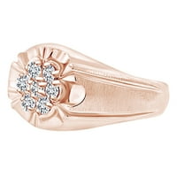 Подарък за ден на бащата Карат кръгла форма Уайт естествен диамантен клъстер Мъжки сватбена лента пръстен в 14K твърд розов златен