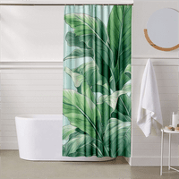 Завеса за душ, растителна листа душ завеса за баня, дълга завеса за душ, декор на банята вода репелент бързо сухо без химическа