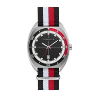 Каравел дизайн Булова Мъжки Черно Червен найлон каишка часовник 43В168