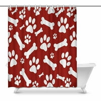 Червени животни лапи Кости баня за душ завеса