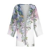 Mlqidk Kimono Cardigans за жени драпирани предни отворени жилетка Небрежно леки жилищни пуловери с дълъг ръкав Duster Pink M