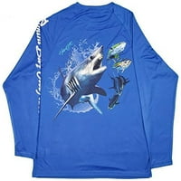 Bimini Bay Outfitters Мъжки риза с дълъг ръкав за куки, електрическо синьо - Mako 2, Medium