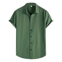 Мъжки ризи за тренировка солиден цвят на яхката с къси ръкави модни ежедневни копчета за ревера тий ежедневно носете фитнес блуза