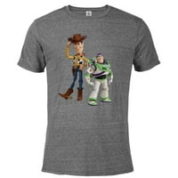 Тениска на Disney Pixar Toy Story Woody and Buzz Lightyear-Смесена тениска с къс ръкав за възрастни-Персонализирана графитна снежна