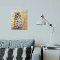 Ступел индустрии хладно тигър голяма котка животно оранжев акварел живопис платно стена изкуство от Георги Дяченко
