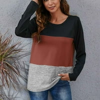 Жени модни ежедневни кръгли цветове на шията съвпадение с дълъг ръкав свободен тениска ивица блуза върхове модерни есенни дрехи