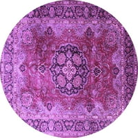 Ahgly Company Indoor Round Medallion Purple Traditional Area Rugs, 8 'Round