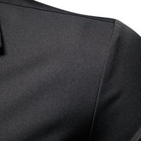 Бизнес ризи Aherbiu за мъже с дълъг ръкав бутон надолу с ревера v Врат Плътно оцветене на официални върхове Блузна риза