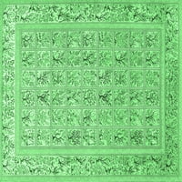Ahgly Company Indoor Square Animal Emerald Green Traditional Area Rugs, 5 'квадрат