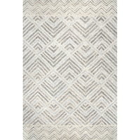 ръчно изработен Вълнен диамантен килим, 6 '9', сив